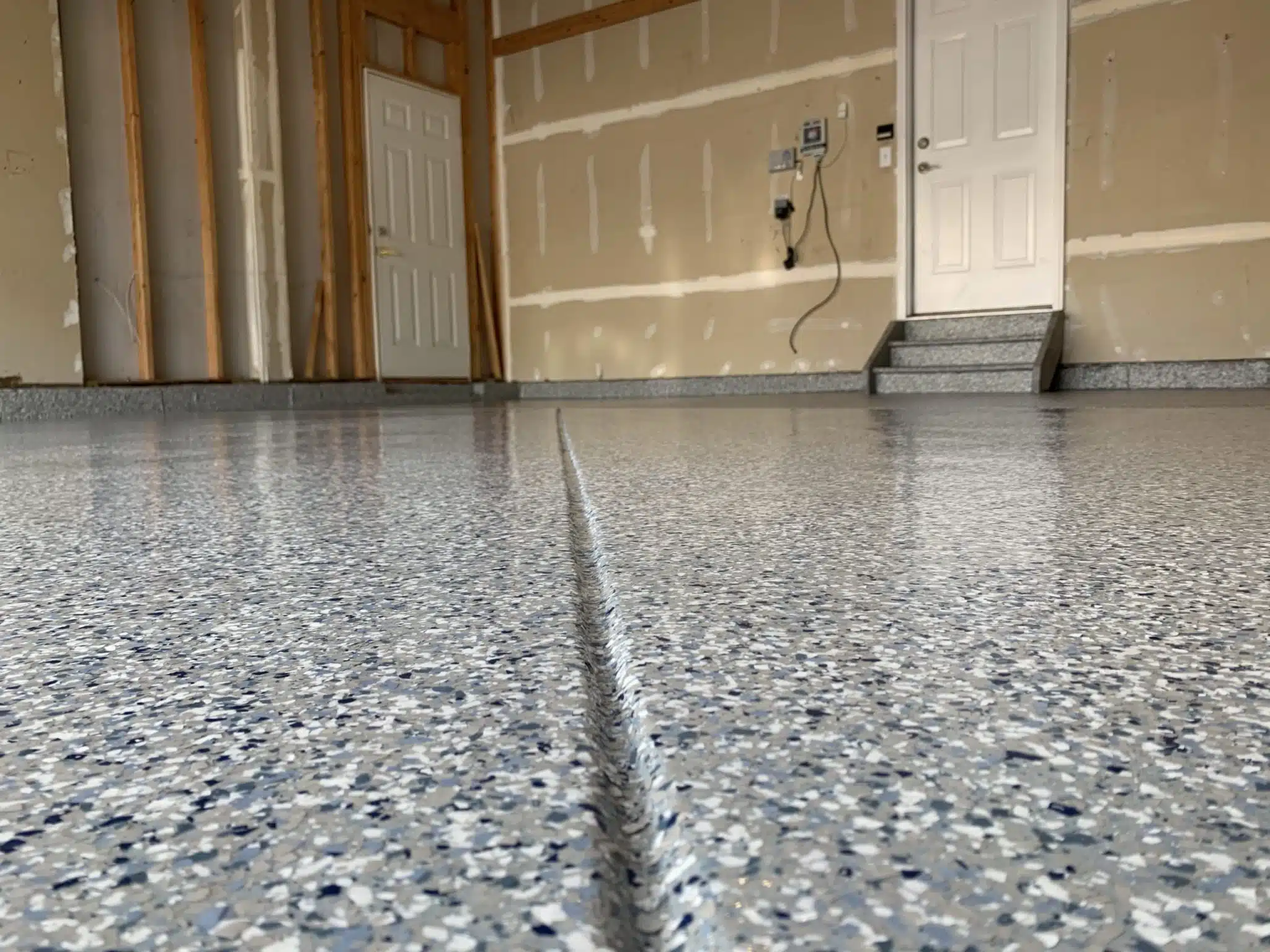 Premium epoxy flakes flooring with professional finish